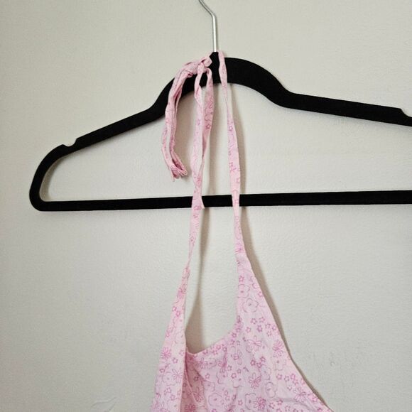 Abound Dress Halter Tie Pink Floral Print Mini Casual Summer Vacation Cute - Picture 4 of 10